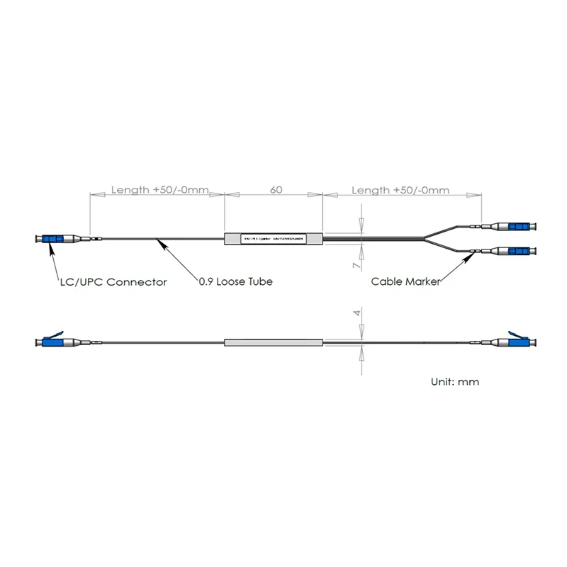 1*2 divisor PLC con conector LC/UPC